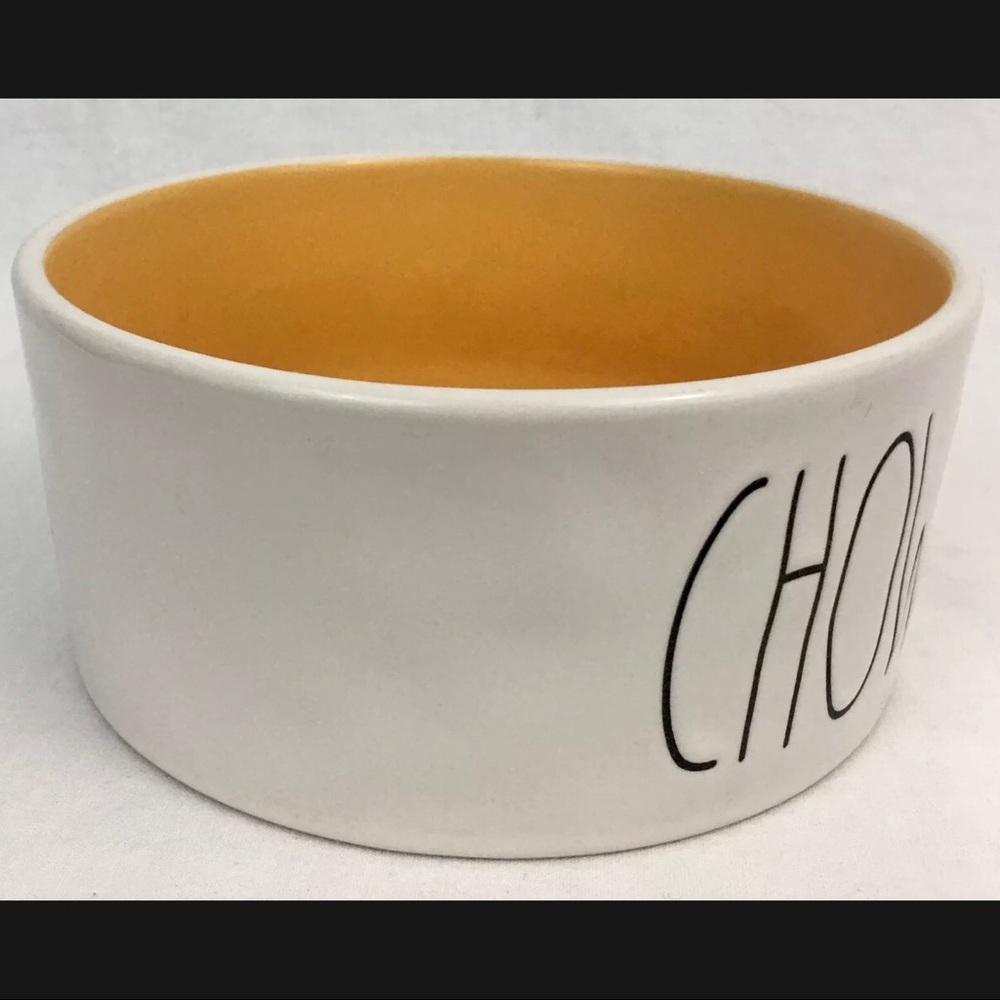 Rae Dunn Large Dog Dish Chow Down Pet Bowl Orange Interior 6” New RARE COLOR - Picture 12 of 14